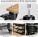 3 inch Caster Wheels M12-1.75 x 25 Threaded Stem Casters Set of 4 Heavy Duty 1000lbs Double Lock Mechanism & Quiet Casters for Wire Shelving, Carts, Furniture