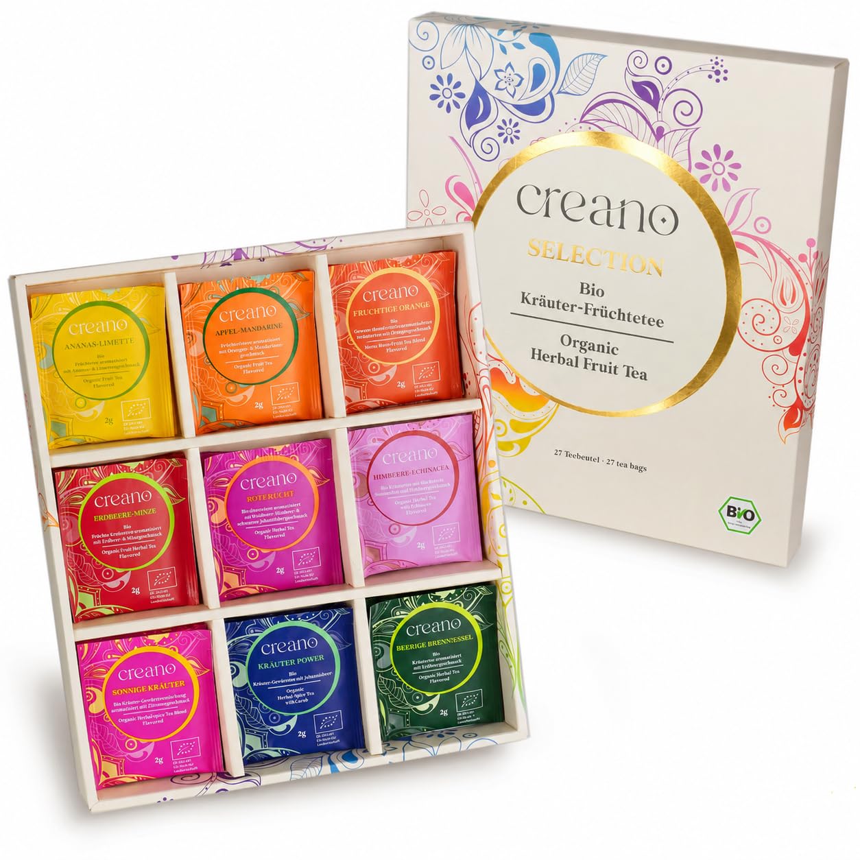 Creano Organic Herbal Tea Caja de Infusiones Bio de 27 Bolsitas
