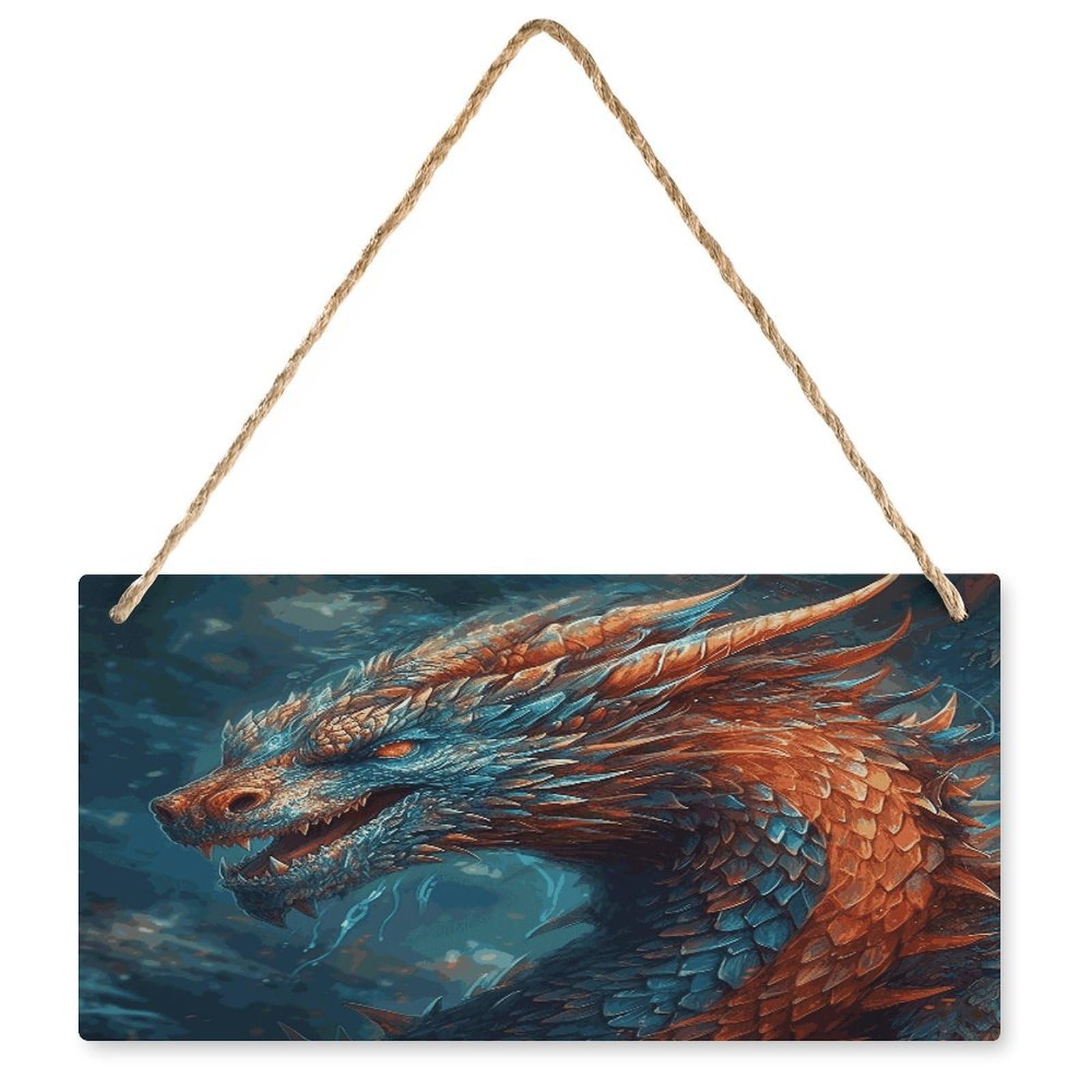 Fodpand Style Dragon Art Wall Art Wooden Hanging Sign Decor, Artwork For Wall Decoration, Funny Plaque For Bedroom Kitchen Living Room Home Decoration 9.8 X 4.9 Inch