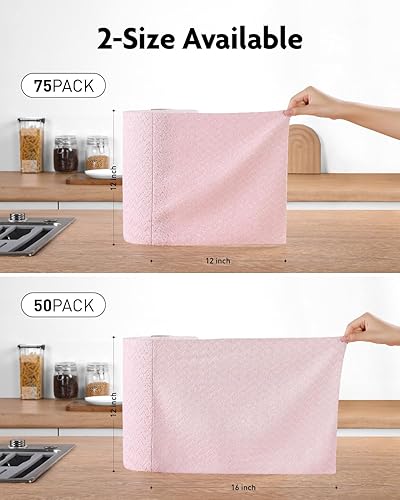 Miniatura 7 de Fantasticlean Rollo de paño de limpieza de microfibra, paquete de 75 toallas de 7.05 ozm, 12 x 12 pulgadas, trapos reutilizables y lavables