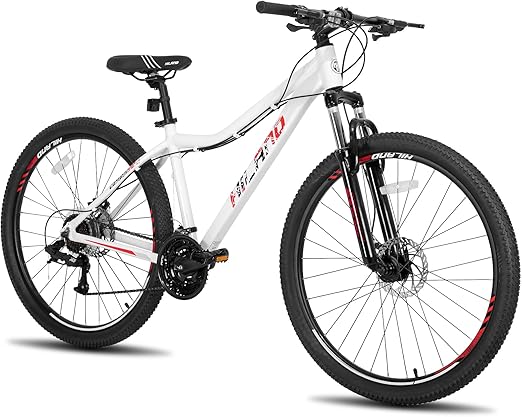 Hiland 27.5 Inch Mountain Bike, 21 Speed Hardtail Mountain Bicycle For Men Women, High Carbon Steel Frame MTB With V Brakes, Adult Blue Bike