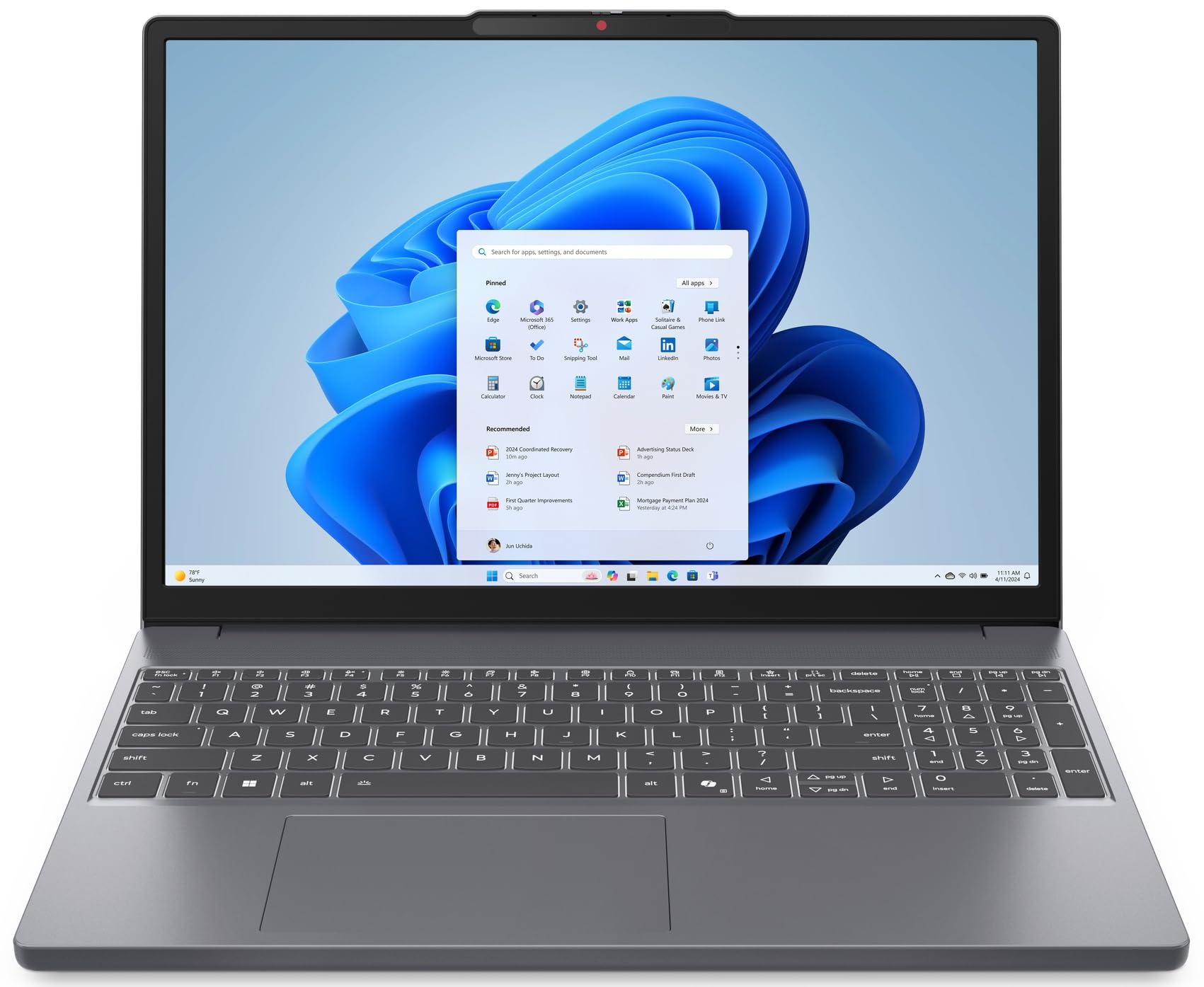 Lenovo (FullHD 15,6 Zoll Ordinateur Portable (Intel® Quad N5100 4x2.80 GHz, 16Go DDR4, 1000 Go SSD, Intel™ UHD, HDMI, BT, USB 3.0, Webcam, WLAN, Windows 11, Clavier AZERTY [français]) #7388