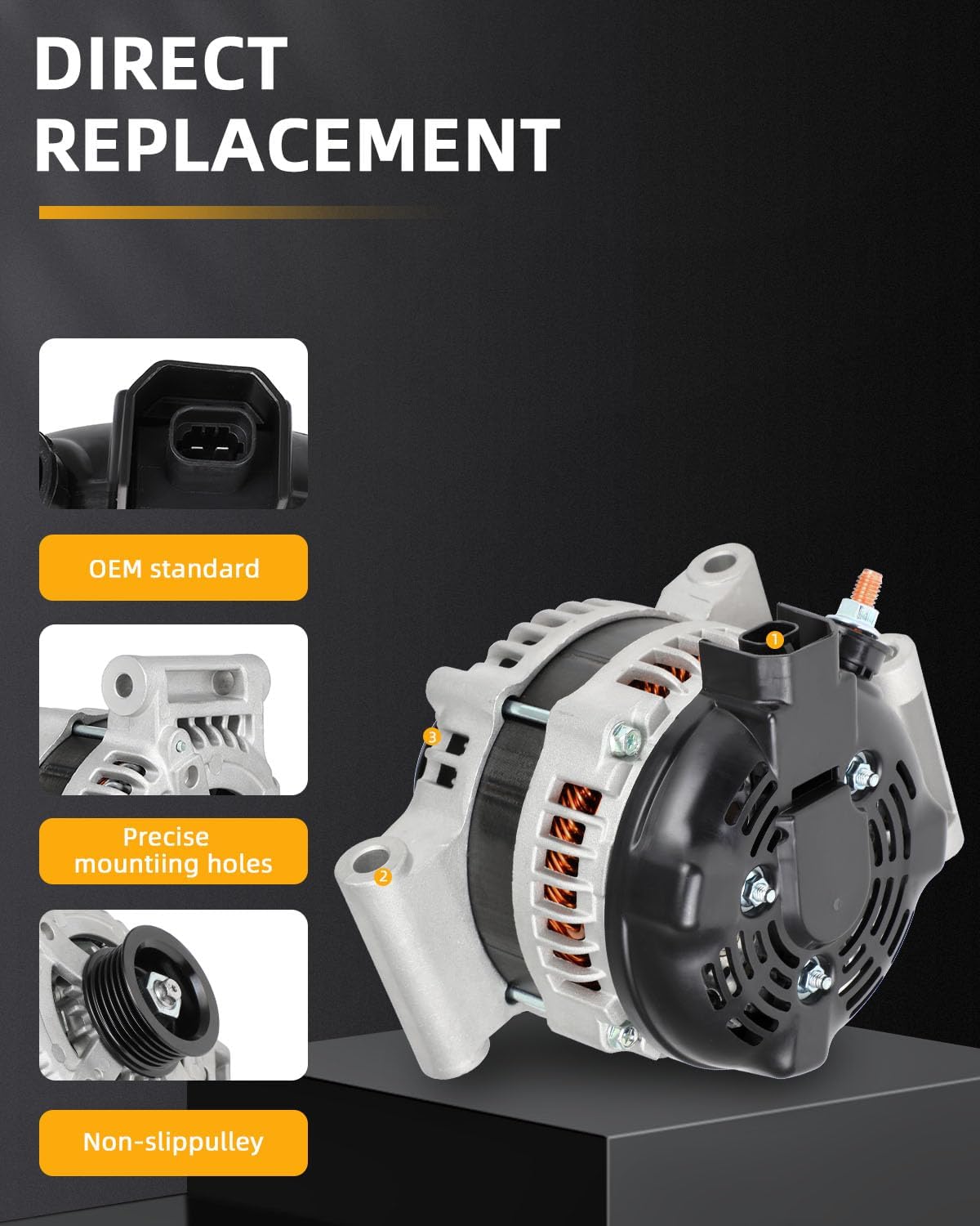 OCPTY Alternator For Chevrolet For Cobalt 2.2L 2.4L 2006-2007, For Hhr 2.2L 2.4L 2006-2007, For Pontiac G5 2.2L 2.4L 2007, For Pursuit 2.2L 2.4L 2006 11140 Automotive Alternator Replacement