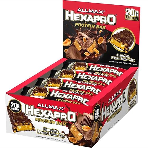Miniatura 5 de ALLMAX HEXAPRO - Barra de proteínas, taza de mantequilla de maní y chocolate, paquete de 12 unidades, refrigerio energético de alto contenido
