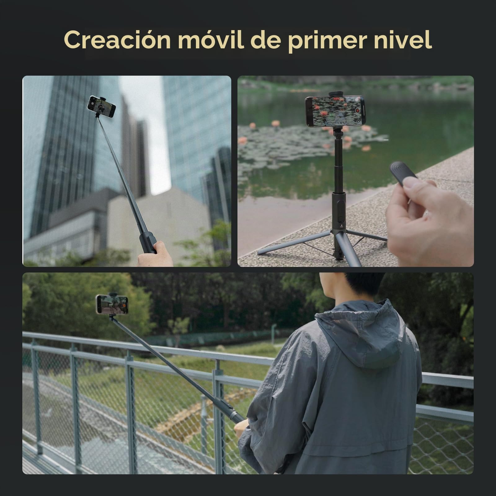 SmallRig Boom Selfie Stick ST30, 12.2-58 pulgadas de altura ajustable, soporte para teléfono con trípode, color negro