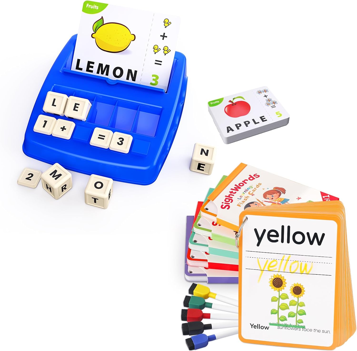 Educational Toys for Kids Age 3-8,Christmas Birthday Party Gifts for 3 4 5 6 Year Olds Boys and Girls- Big Size Sight Words Flash Cards Kindergarten,Flash Card for Writing Reading Spelling Game