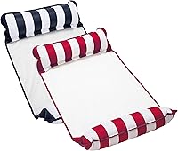 Vista 8 de Aqua Monterey - Hamaca flotante para piscina, paquete de 3, dos azul claro y uno borgoña/rayas blancas, paquete de 3