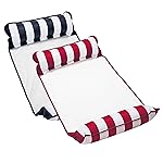 Aqua 4-in-1 Monterey Hammock Pool Float & Water Hammock, Multi-Purpose, Inflatable Pool Floats for Adults, Patented Thick, Non-Stick PVC Material, One Navy & One Burgundy/White Stripe, 2-Pack