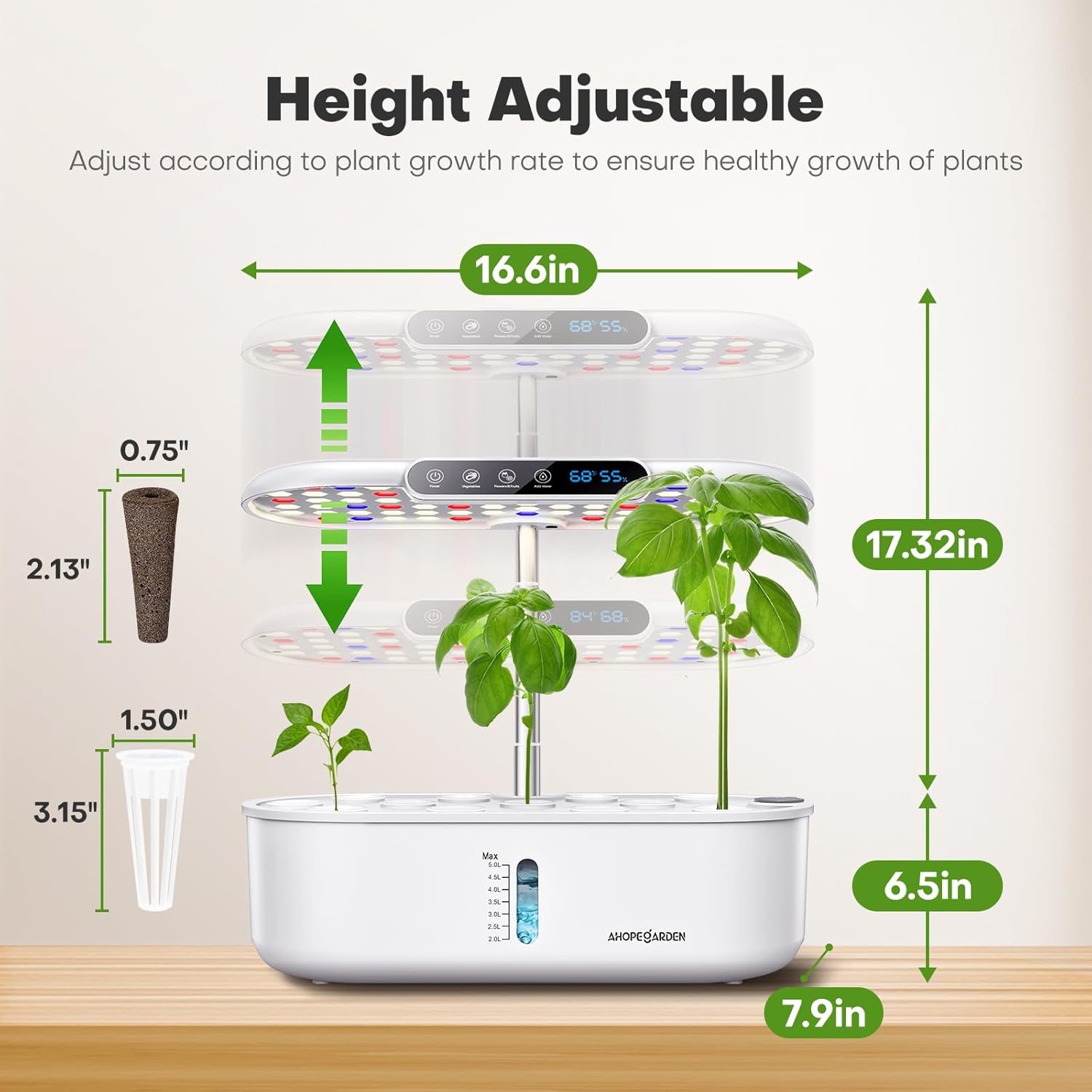 Ahopegarden Hydroponics Growing System kit: Indoor Herb Garden - 12 Pods Plant Germination Kit with LCD Display and LED Grow Light, Smart Temp & Humidity Detection, Planter Grower for Vegetables