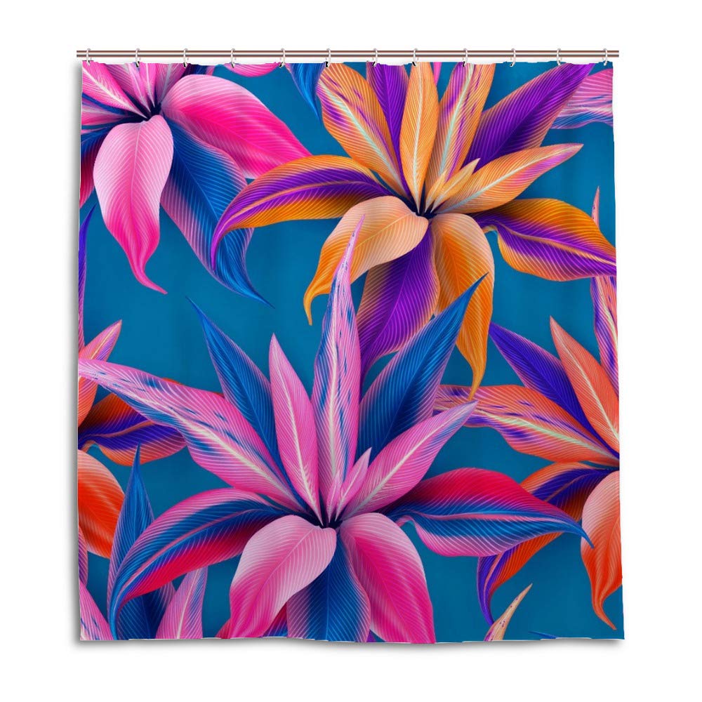 Rideau de douche polyester 183x183 cm à motif floral coloré