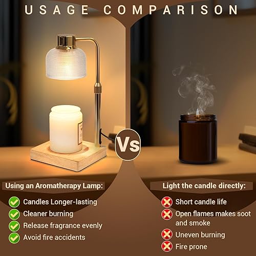 Vista 26 de KLL Lámpara calentadora de velas con temporizador: regalos de Navidad para mujeres, regalos de cumpleaños para mujeres, mamá, regalos de Negro