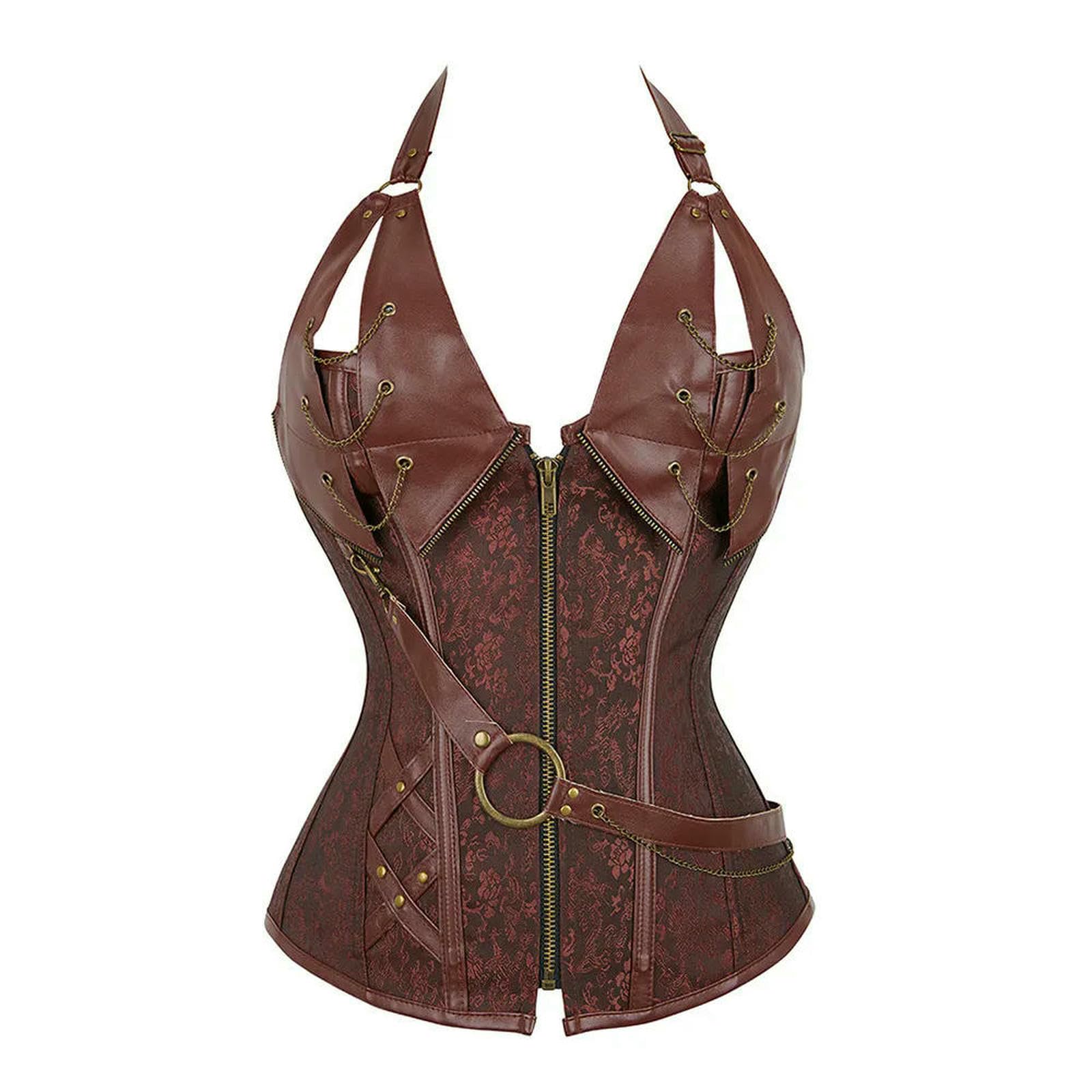 Ceinture Amincissante Femme Déguisement Gothique Surbuste Corselet Steampunk Corset Gilet Chevalier Grande Taille-noir-5xl