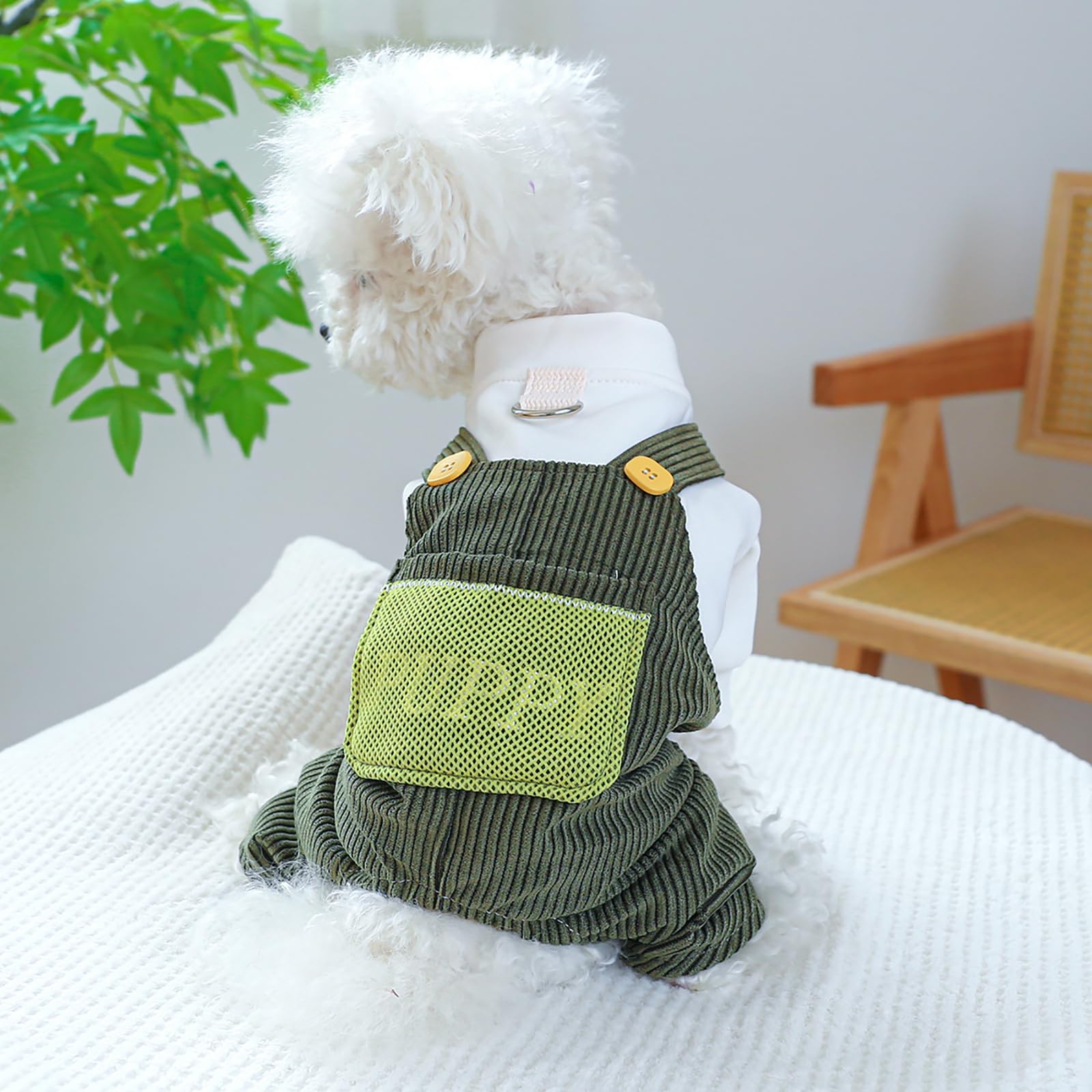 Dog One-Piece Outfit Puppy Cute Sweater Shirt Corduroy Pants Dog Soft Comfortable Overalls Pet Stylish Fall Winter Clothes for Small Dogs Chihuahua