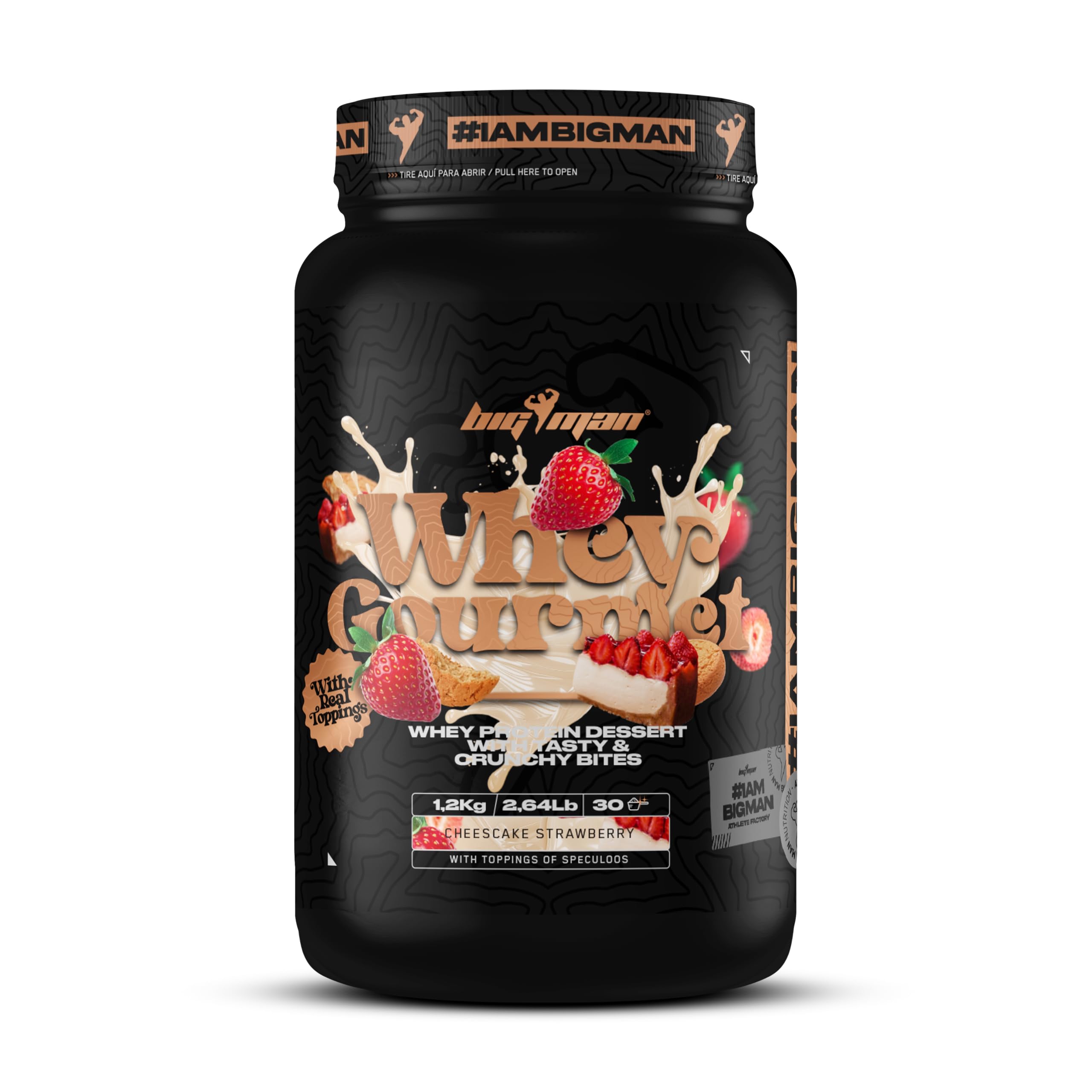 BigMan | WHEY GOURMET | Proteína de suero con Caseinato cálcico | Textura cremosa | Sabores gourmet con toppings (1.200 gr, Tarta de Queso)
