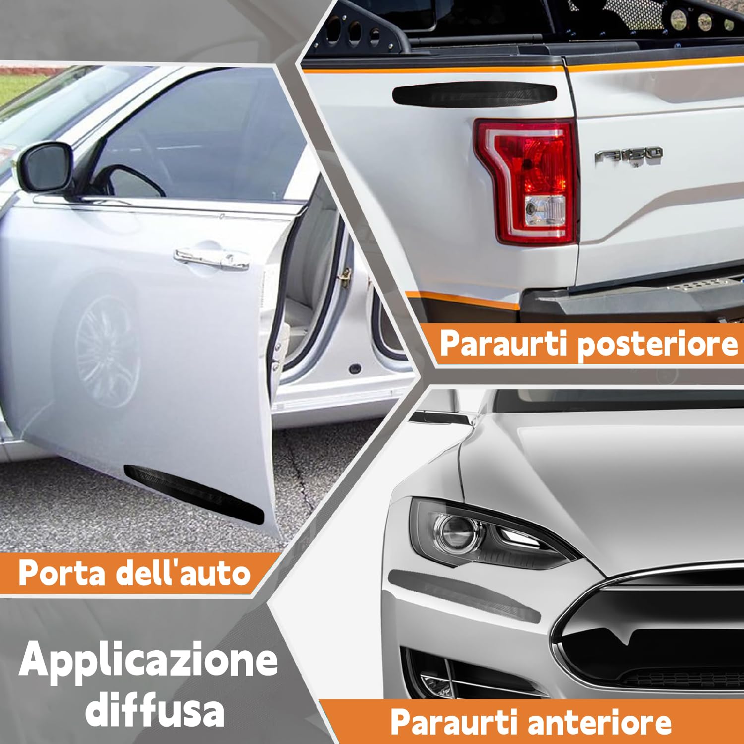 Protezione Paraurti Auto Set di 4 Strisce Protettive Universali in Gomma Anticollisione