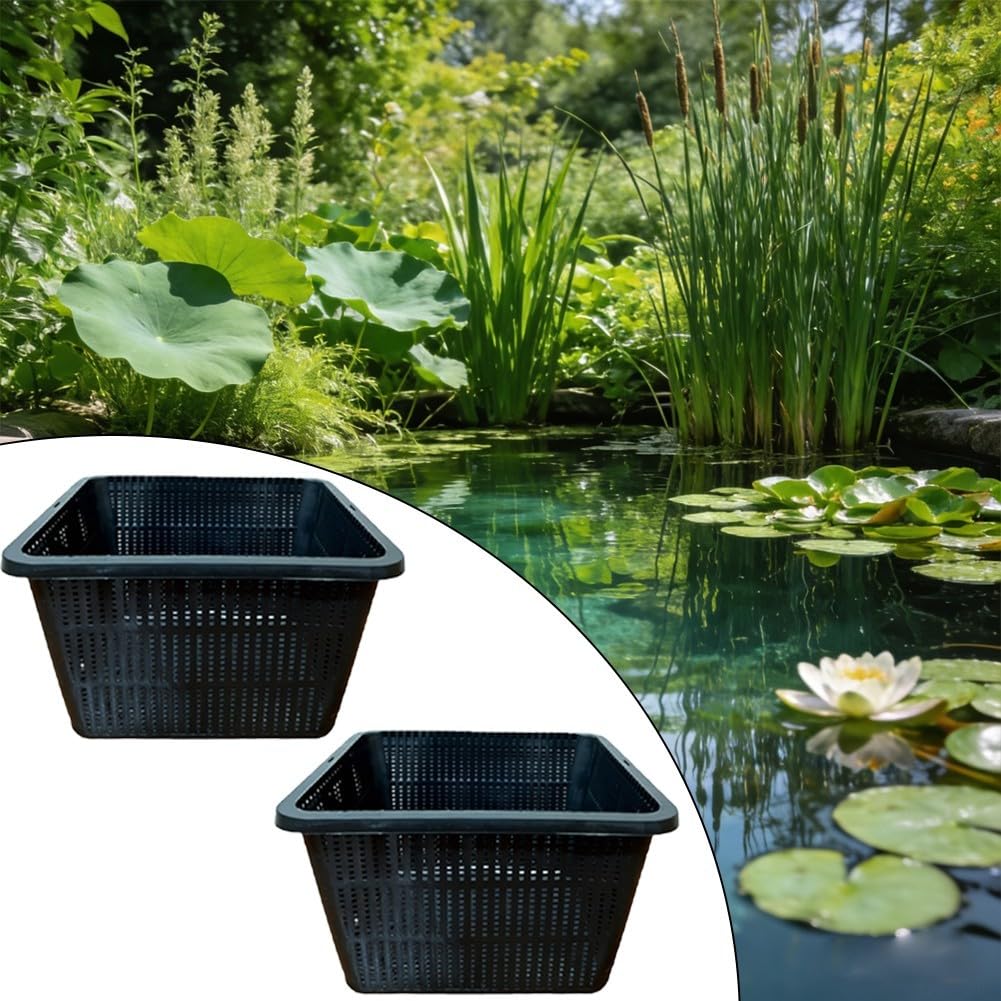 Cestino per piante acquatiche, grande rete idroponica da giardino, 22,822,813,2 cm, cestino per piante acquatiche, laghetti, acquari, verdure, contenitore per la coltivazione di verdure (2 pezzi)