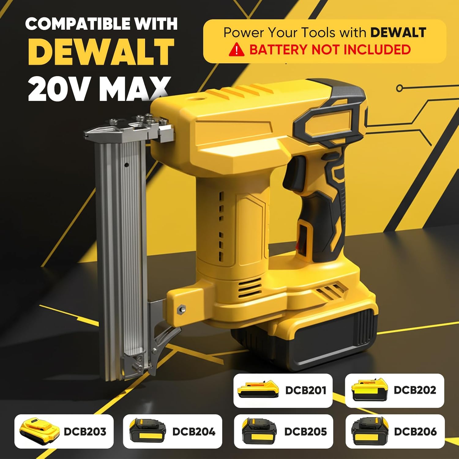 18-Gauge Cordless Brad Nailer & Stapler, 2-in-1, Compatible with DEWALT 20V MAX (Battery Not Included), 5/8"–1-1/4" Brad Nails, 5/16"–7/8" Staples, Brushless Copper Motor, Tool-Free Quick Release