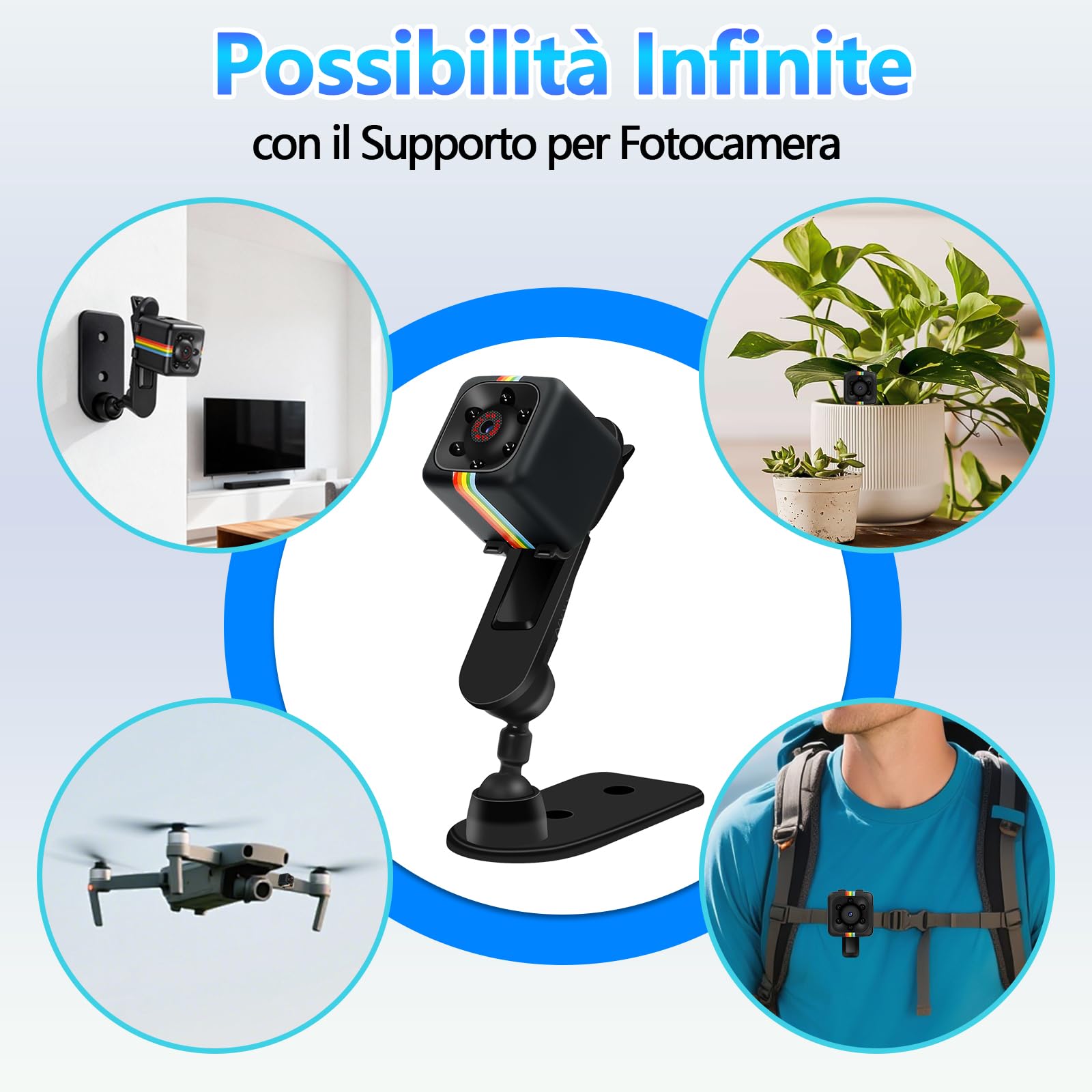 Telecamera Spia Mini, Più Piccola 2,2 cm 1080P & 720P HD Mini Telecamera Spia Nascosta, Visione Notturna Alta Qualità Microcamera Spia con Rilevamento Movimento, Registrazione a Ciclo