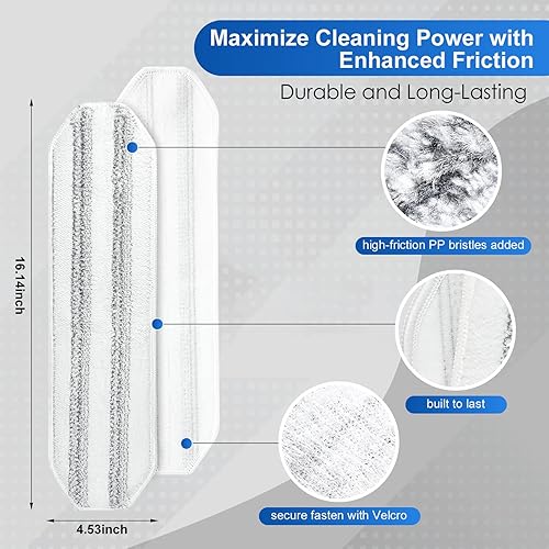 Miniatura 2 de Almohadillas planas para fregona plana H2prO Ocedar, fibras PP de alta fricción añadidas almohadillas de repuesto para eliminación de manchas