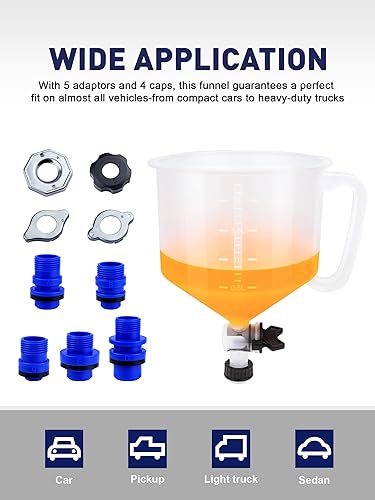 Miniatura 7 de SMART JERRY - Kit de purga de refrigerante, embudo universal para purga de radiador, embudo de refrigerante sin derrames, kit de enjuague