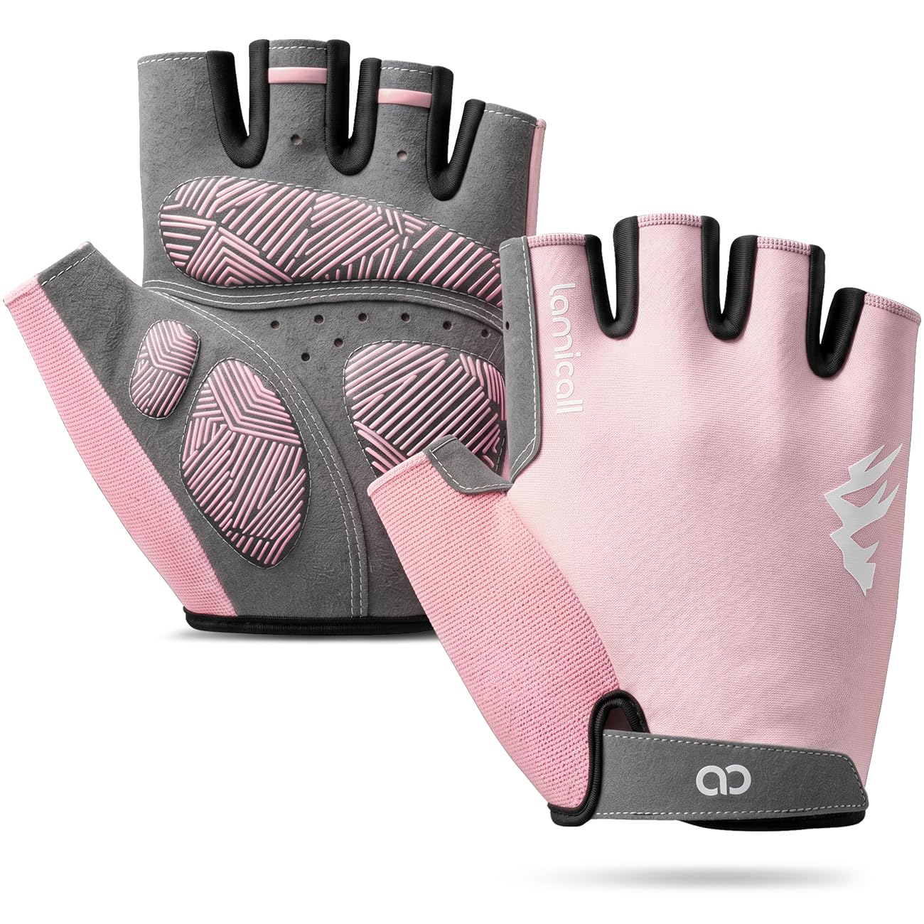 Lamicall Fahrradhandschuhe Herren & Damen, Fitness Handschuhe - [Stoßdämpfend & Atmungsaktiv] Halbfinger MTB Handschuhe Herren Sommer, Weich & Leicht Sporthandschuhe für Radfahren, Trekking, Motorrad