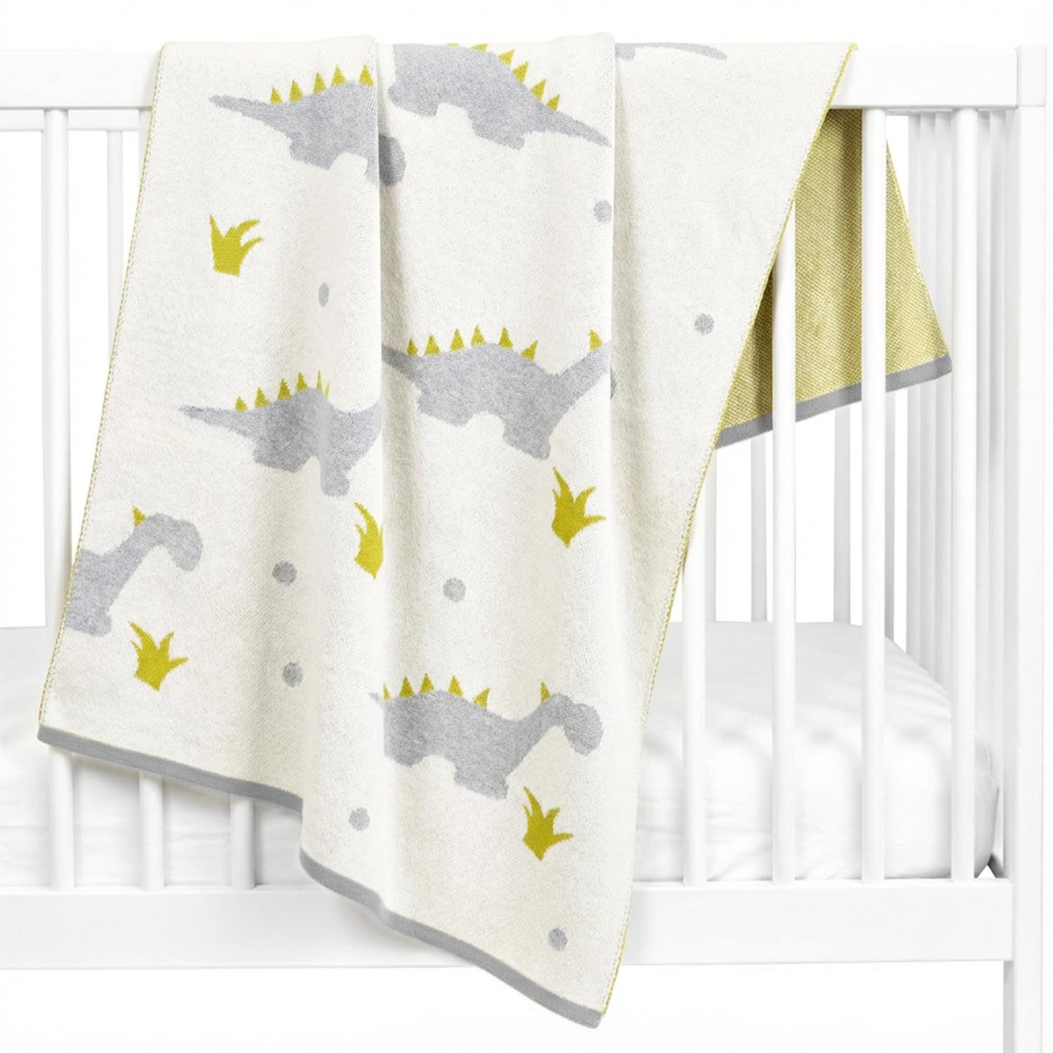 Couverture dinosaure coton bio Sevira Kids balade en poussette et sieste de bébé