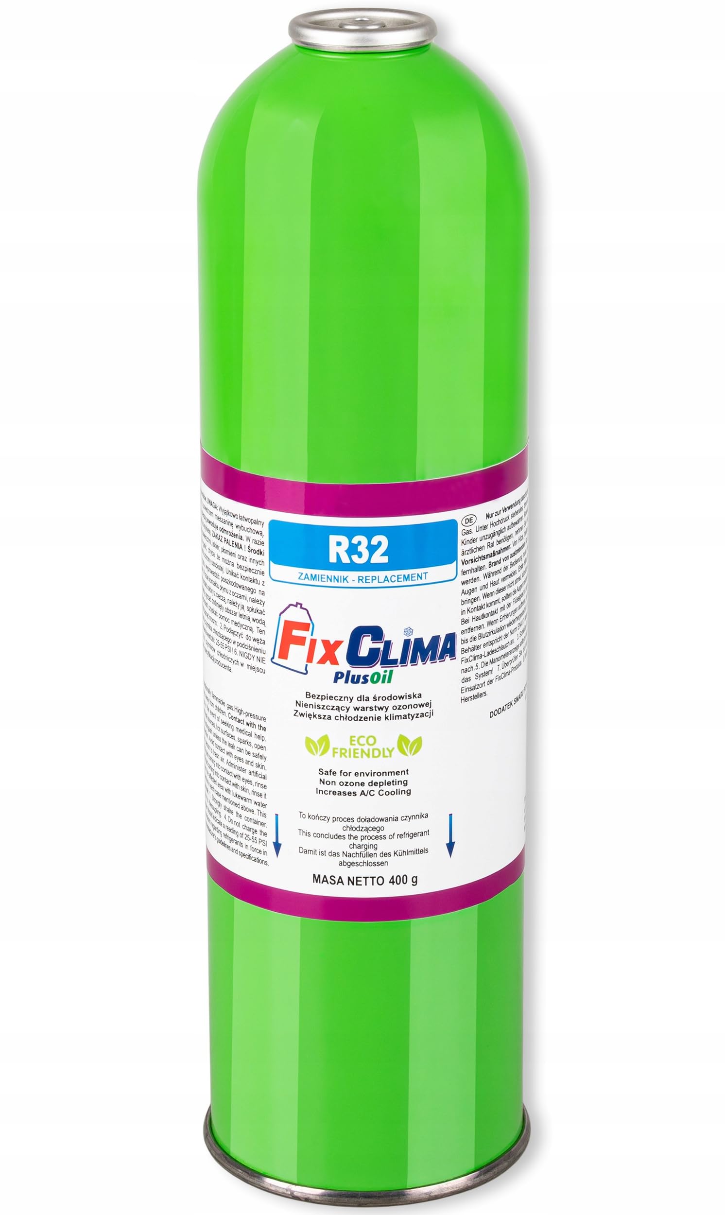 FixClima R32 Kältemittel PlusOil Nachfüllflasche 400g für Haus-Klimaanlagen Split Mobile AC