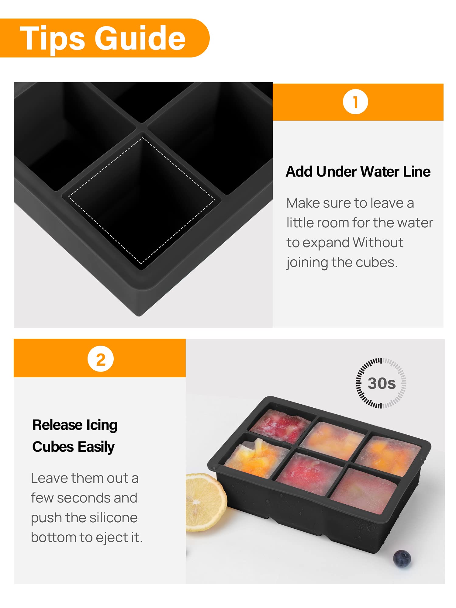 Kootek Ice Cube Molds (Set of 4), Silicone Large Square Ice Trays with Lid for Cocktails, Easy Release Big Ice Cube Maker Mold for Whiskey and Homemade Freezer