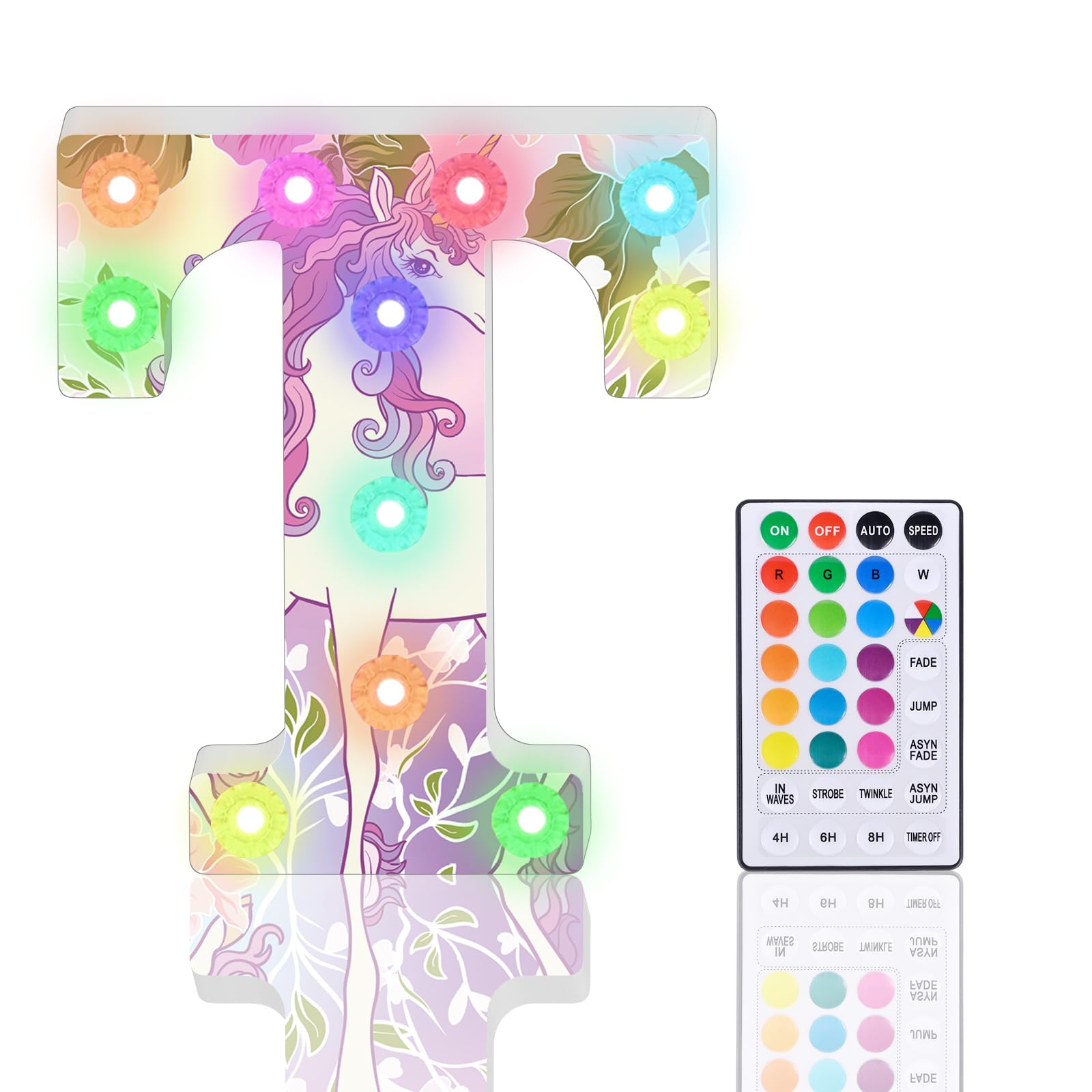 Light Up Letters, Glitter LED Letter Lights 18 Color Changing Diamond Alphabet Sign Night Light with Remote Control for Girls Gifts Birthday Bar Wedding Party Christmas Valentine Wall Table Decor - T