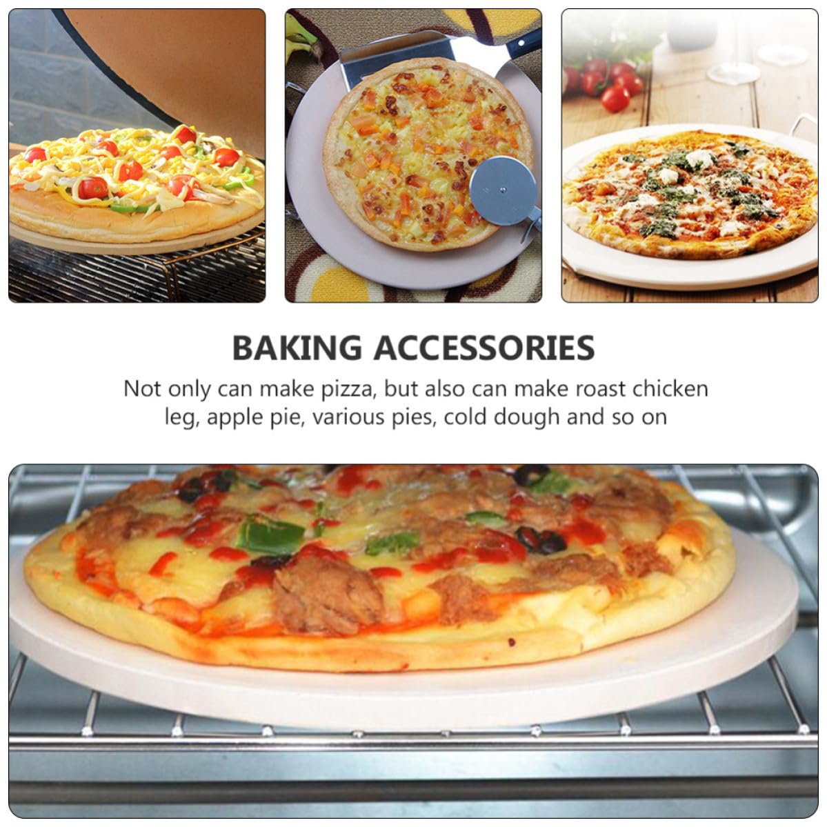 ibasenice Piedra para Hornear Pizza de Cordierita Superficie Lisa y Resistente, Herramienta Adecuada para Horno y Parrilla en Exteriores