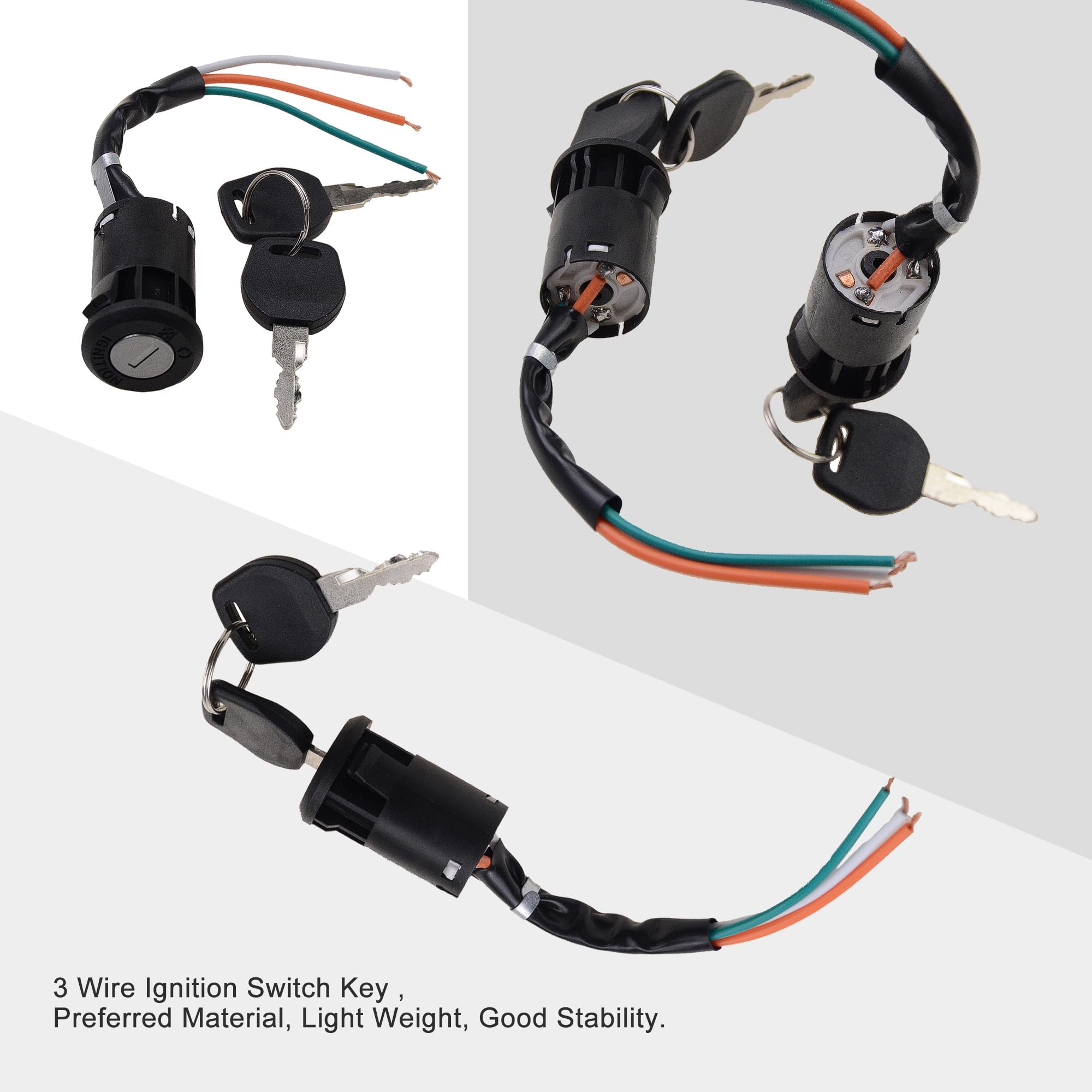 Interruttore Accensione A Chiave Per Moto E ATV - 3 Fili - 2 Set Di Ricambio - Goofit - Foto 8