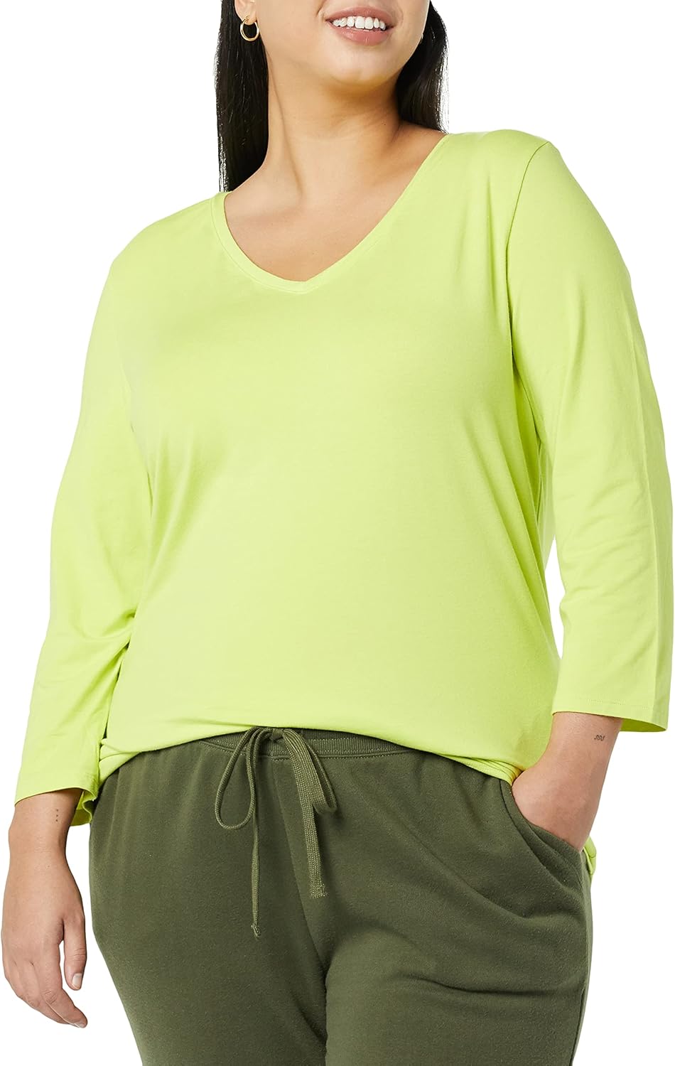 Amazon Essentials Women's Regular-Fit 3/4 Sleeve V-Neck T-Shirt (Available in Plus Size) - Image 4