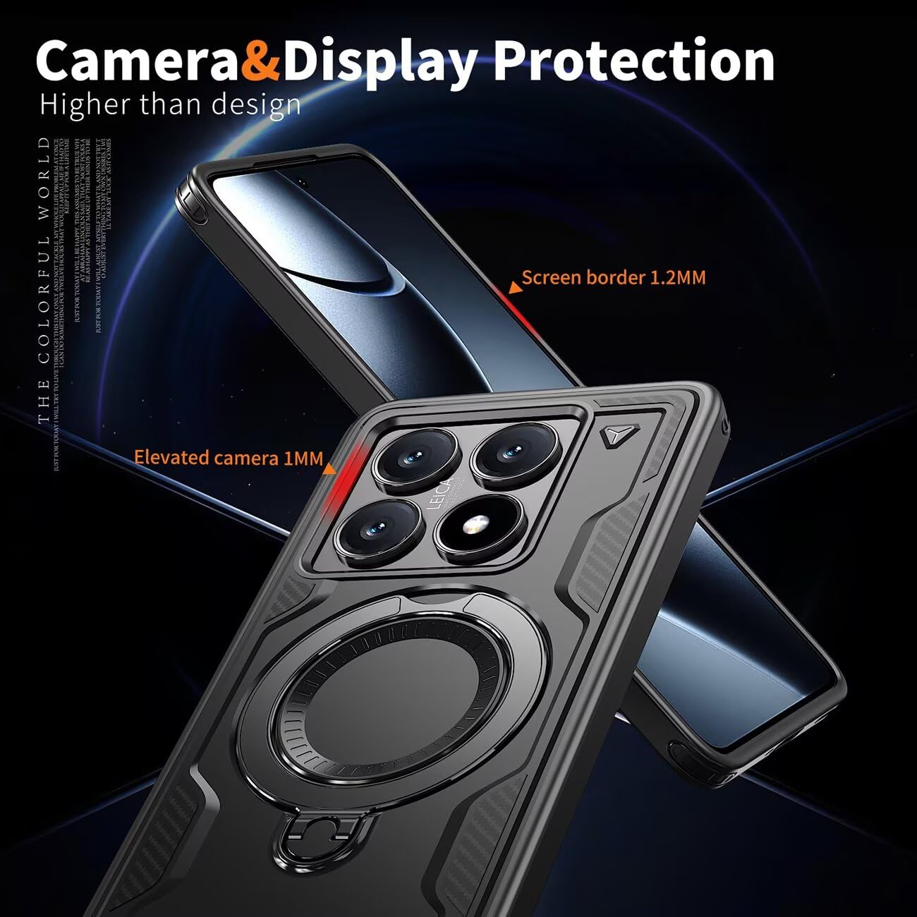 DEDUX Cover Xiaomi 14T Pro 5G In Vetro Temperato Sfumato + TPU - Blu/Nero