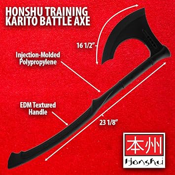 Honshu Premium Polypropylene Training Karito Battle Axe | Practice Weapon | Virtually Unbreakable | Textured Handle | 27 Overall Length