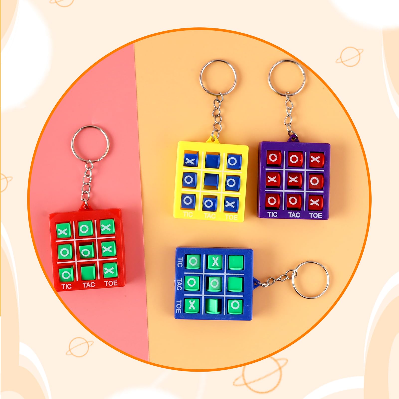 Portachiavi Tic Tac Toe 16 Pezzi - Giochi Per Bambini, Bomboniere Compleanno | Colorati E Portatili Per Zaini - Foto 4