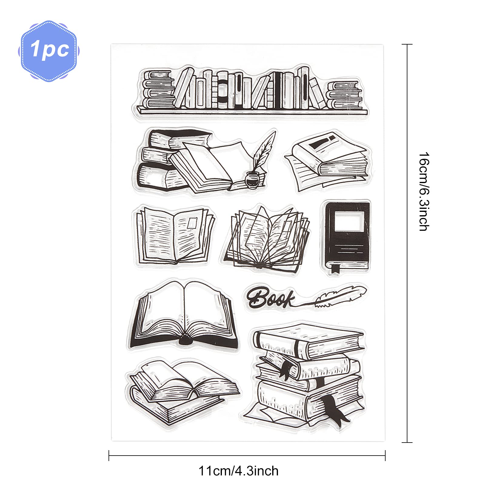 GLOBLELAND Plantilla de libro, sello transparente, sello de silicona, sellos transparentes de goma para hacer tarjetas, decoración de álbum de recortes DIY