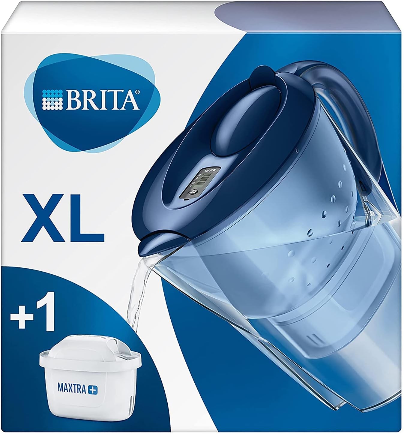BRITA Marella XL water filter jug for reduction of chlorine, limescale