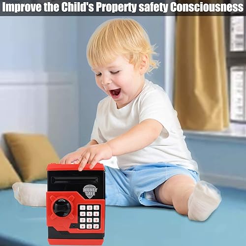 Miniatura 5 de Alcancía para niños y niñas, caja de dinero segura para niños de 4, 5, 6, 7, 8, 9, 10 años, regalo de cumpleaños, caja de ahorro de dinero con