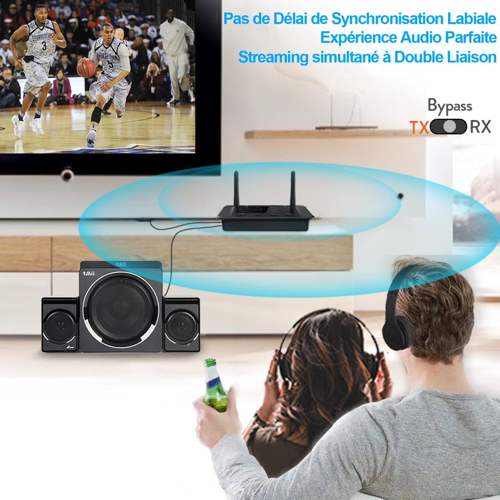 1Mii B03 Émetteur Récepteur Bluetooth pour TV et système Audio Domestique