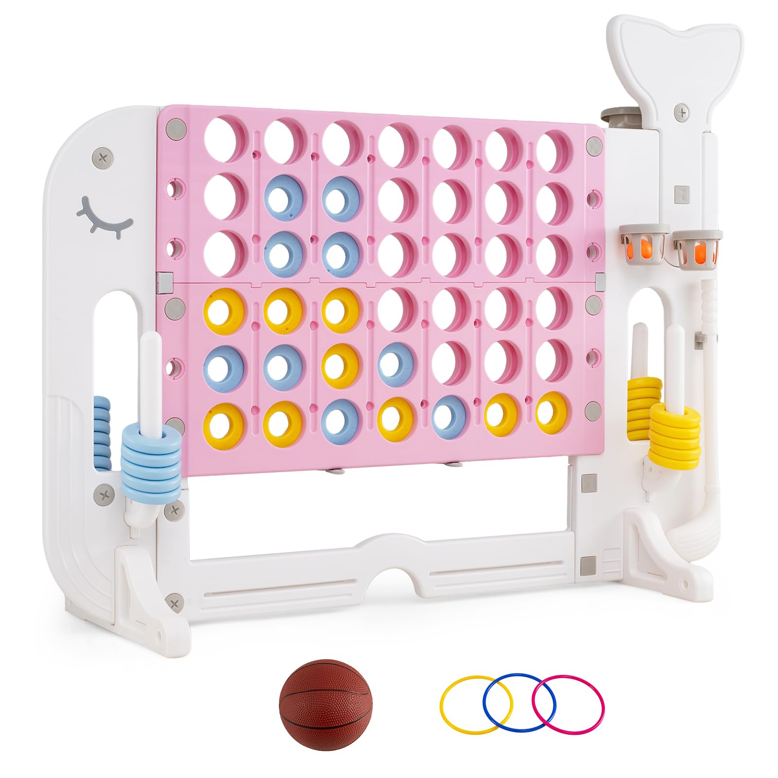 COSTWAY Giant 4-to-Score Game Set, Jumbo Connect Four Game (Pink) — image 1