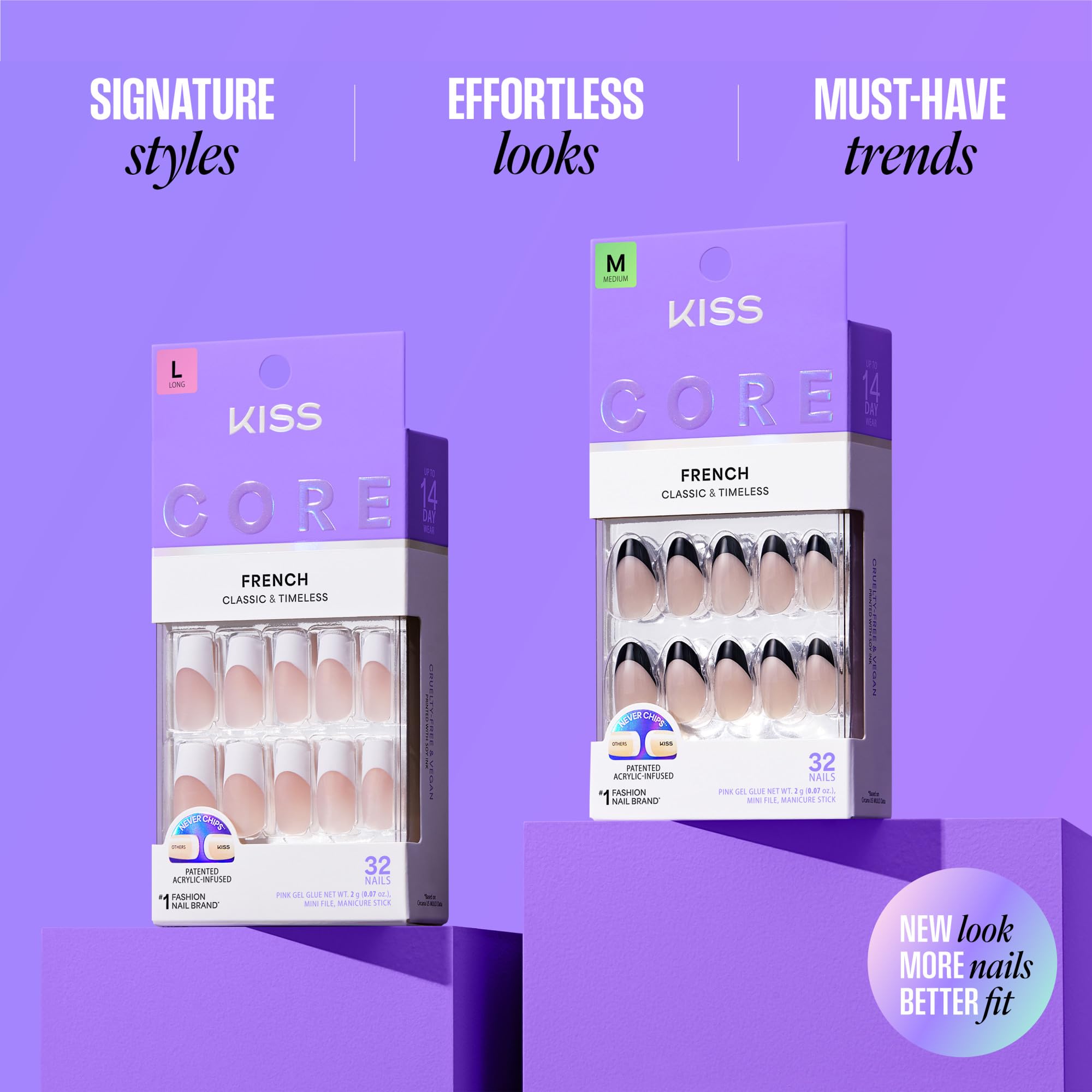 Amazon.com: Kiss Core, Press On Nails, Nail glue included