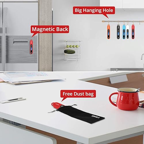 Miniatura 5 de Termómetro de carne para cocinar, termómetro de alimentos de lectura instantánea con luz de fondo, impermeable, termómetro digital de dulces para