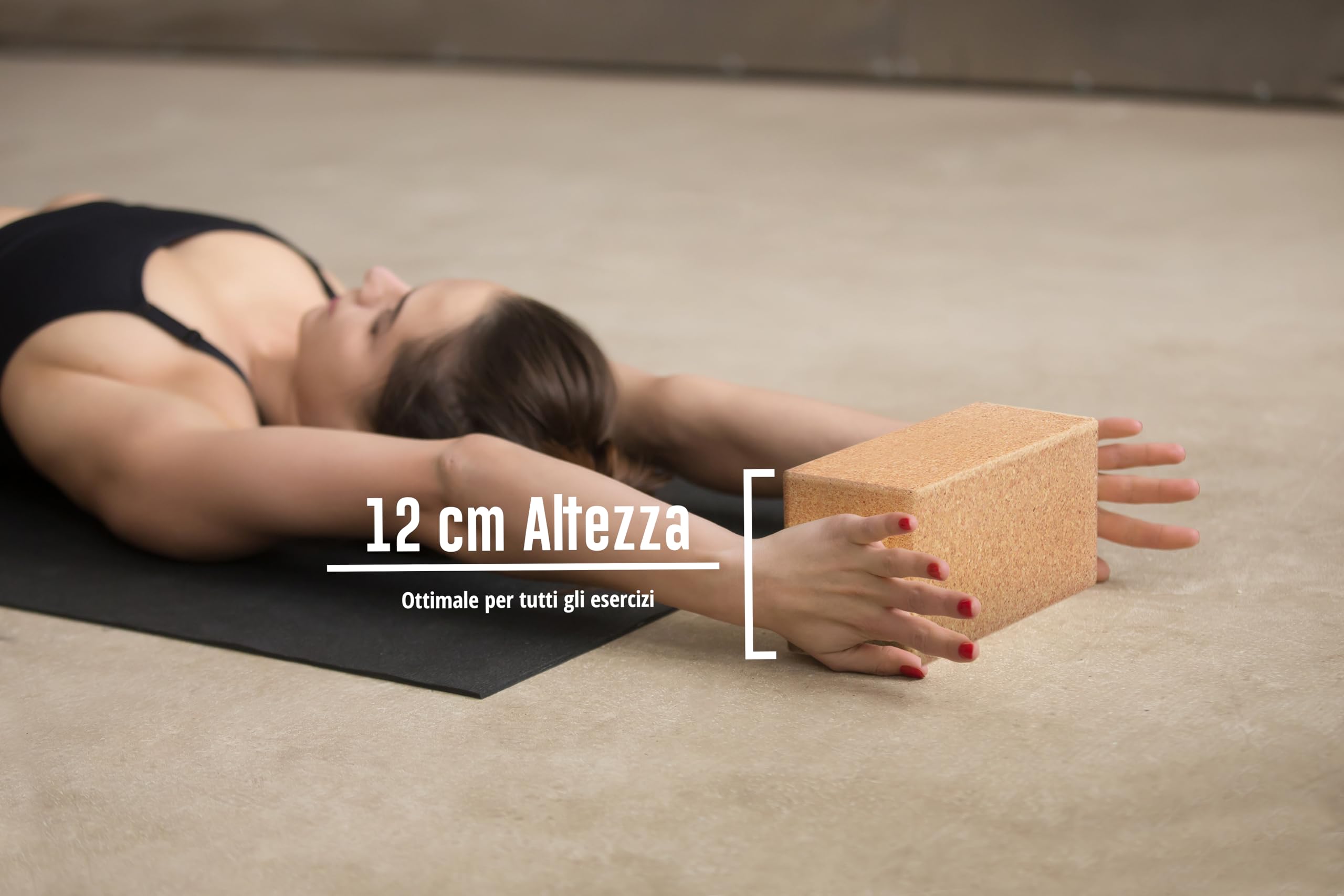 AMITYUNION Yoga Block Cork Set 2-100% Naturale - Hatha Klotz Anche per Principianti Meditazione e Pilates, Blocchi Yoga per Schiena