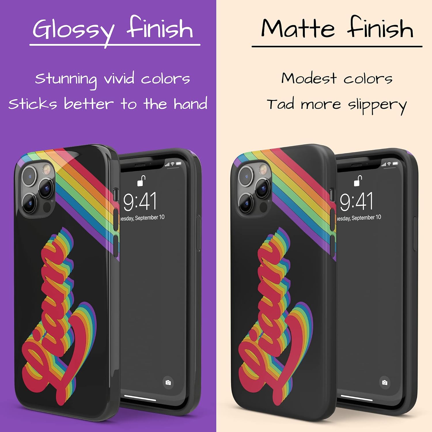 Retro Custom LGBTQ Pride Rainbow Name Phone Case Personalized Case, Compatible with iPhone 17 Air, 16 Pro Max, 15 Plus, 14, 13 Mini, 12, 11, X/XS Max, XR, 7/8
