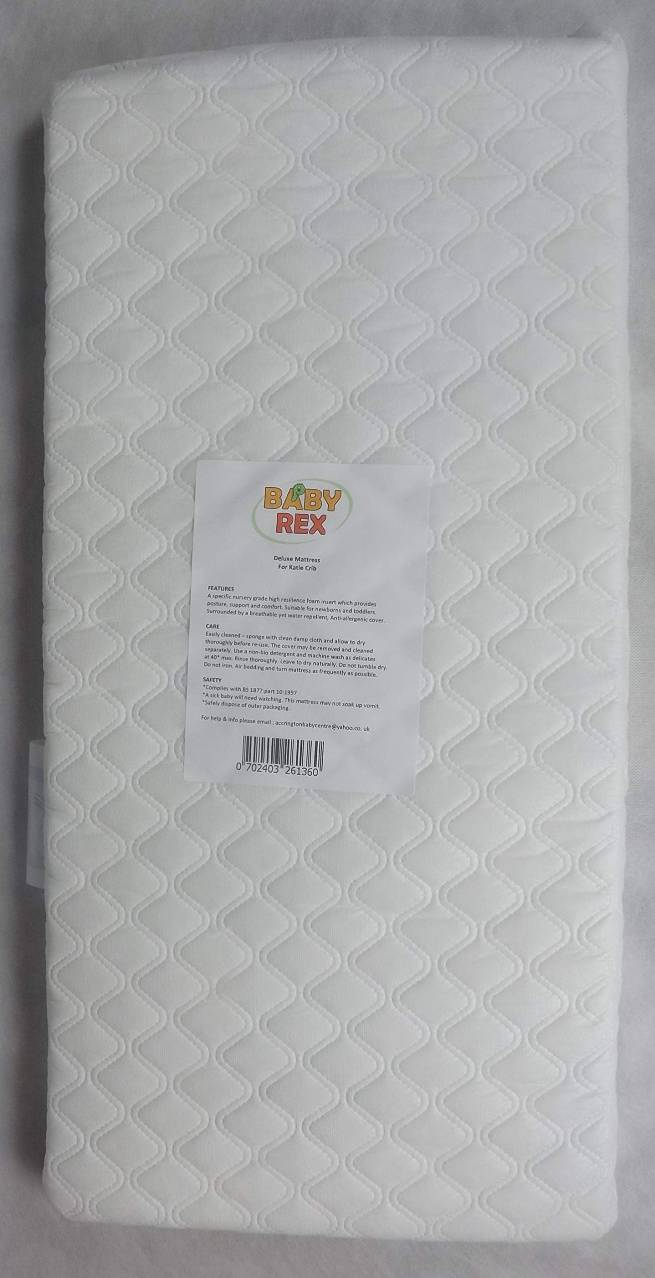Baby REX ® New - SAPLINGS KATIE Crib Safety Mattress 73 x 35 cm (Square Corners) Quilted Cover
