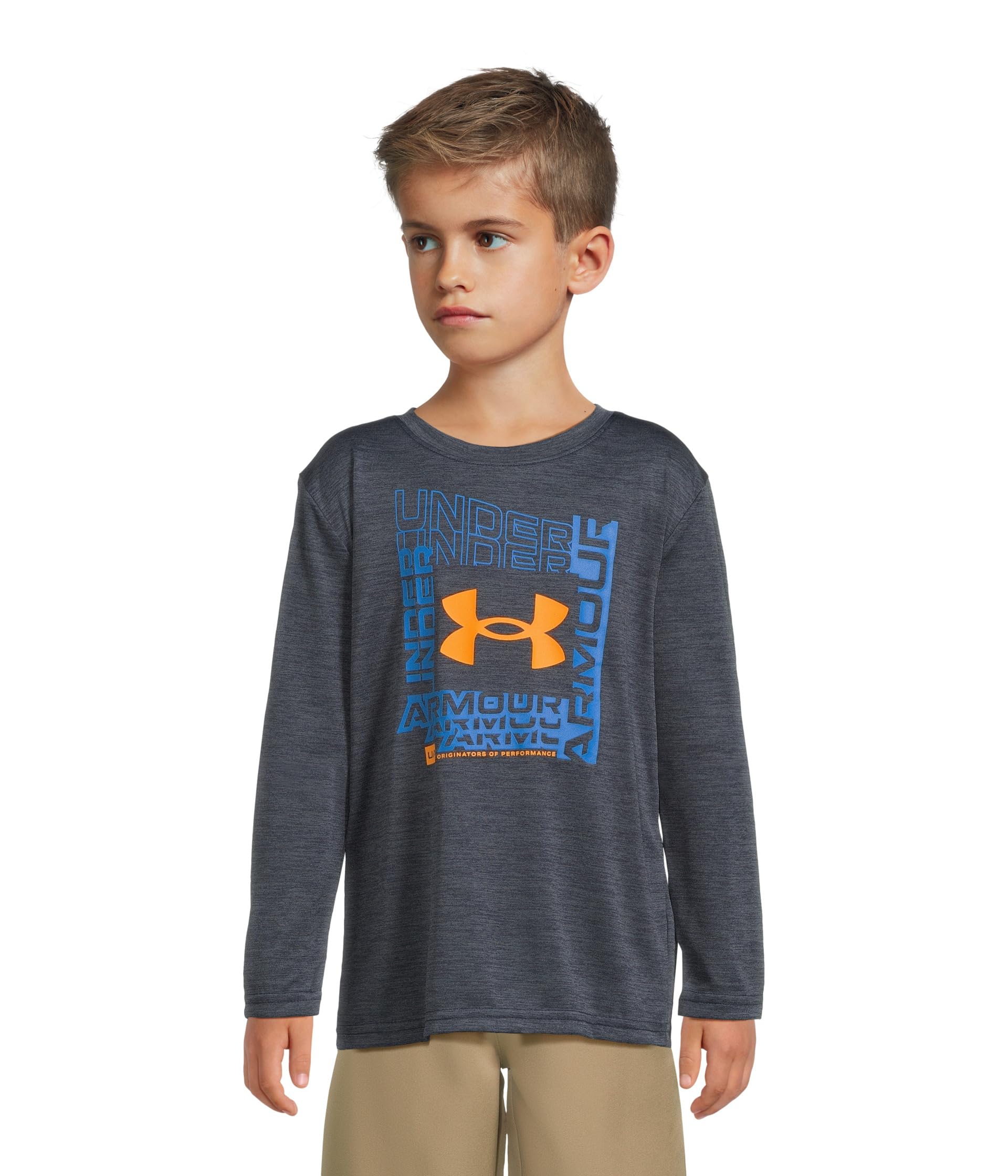 Under Armour Boys' Ua B Hoops Net SS T-Shirt (Pack of 1), Midnight Navy Twist Tech Logo Frame, 7-image-15