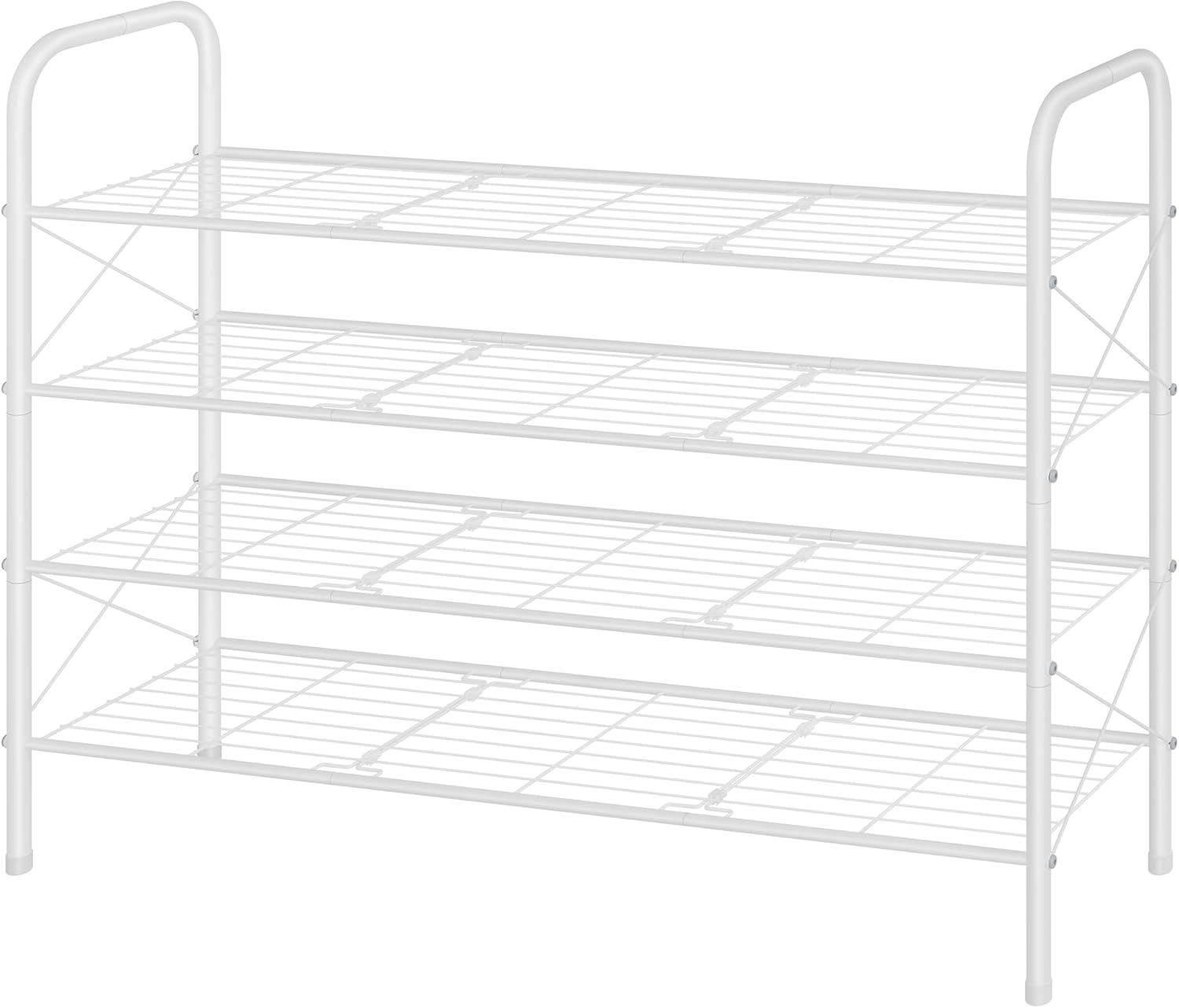Hoctieon 4 Tier Mesh Style Shoe Rack, Entryway Shoe Shelf, Shoe Storage Organizer, Shoe Rack for Closet, Space Save for Bathroom, Garage, Hallway, Bedroom, Living Room, White
