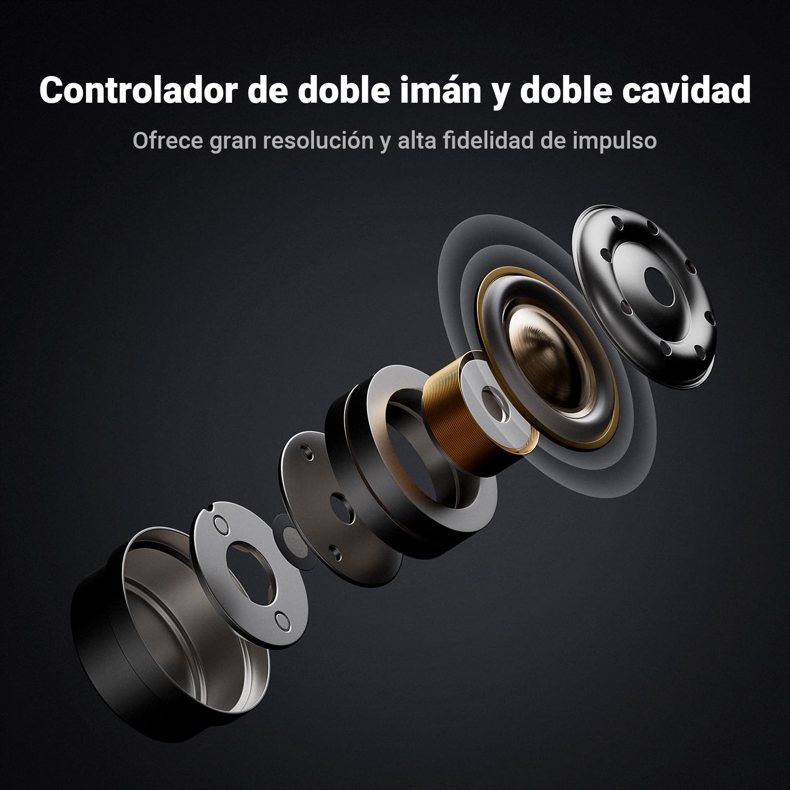 Fosi Audio IM4 Auriculares Intrauditivos HiFi de Diseño Abierto, Altavoz de Berilio de 10mm, Imán Doble N52 y Doble Cámara, Cable Desmontable de 2 Pines, Ajuste Personalizado (Negro)