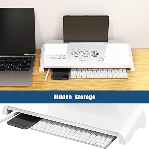 Miniatura 5 de Simple Houseware Pizarra blanca de borrado en seco, soporte para teclado de computadora con cajón, organizadores de escritorio para oficina, hogar,