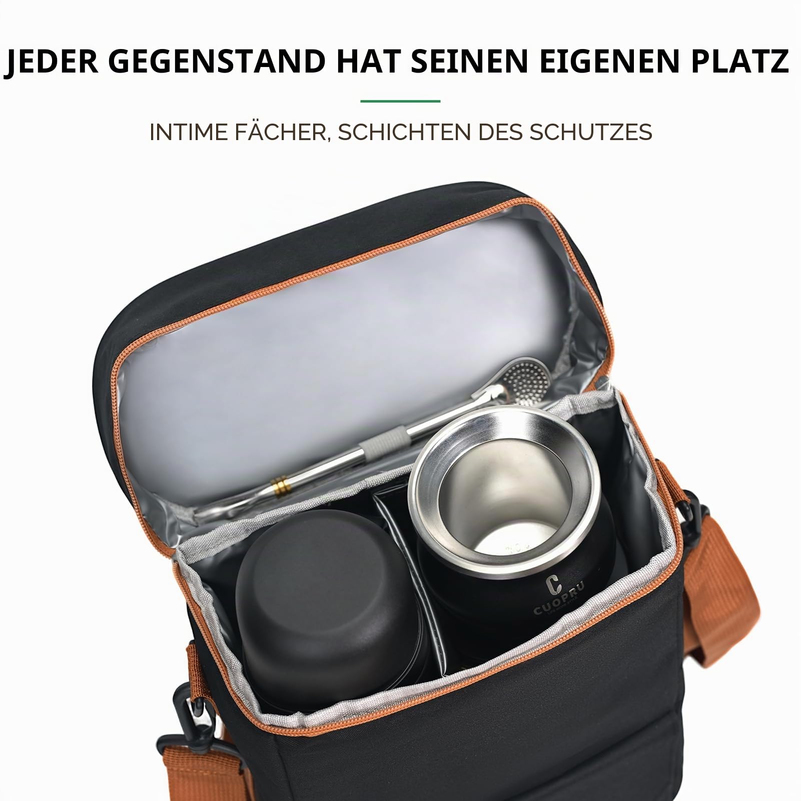 Premium Matero for Yerba Mate Kit - Doppellagig, wasserdicht, 2 Weinflaschentaschen, tragbare Tragetasche für Reisen, Picknick, Strand, Camping